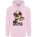 Rock n Roll Pug Funny Guitar Heavy Metal Childrens Kids Hoodie Light Pink