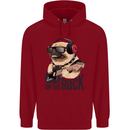Rock n Roll Pug Funny Guitar Heavy Metal Childrens Kids Hoodie Red