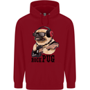 Rock n Roll Pug Funny Guitar Heavy Metal Childrens Kids Hoodie Red
