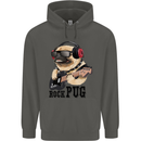 Rock n Roll Pug Funny Guitar Heavy Metal Childrens Kids Hoodie Storm Grey