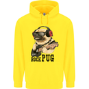 Rock n Roll Pug Funny Guitar Heavy Metal Childrens Kids Hoodie Yellow