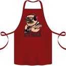Rock n Roll Pug Funny Guitar Heavy Metal Cotton Apron 100% Organic Maroon