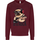 Rock n Roll Pug Funny Guitar Heavy Metal Kids Sweatshirt Jumper Maroon