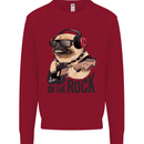 Rock n Roll Pug Funny Guitar Heavy Metal Kids Sweatshirt Jumper Red