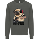 Rock n Roll Pug Funny Guitar Heavy Metal Kids Sweatshirt Jumper Storm Grey