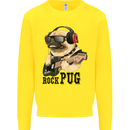 Rock n Roll Pug Funny Guitar Heavy Metal Kids Sweatshirt Jumper Yellow