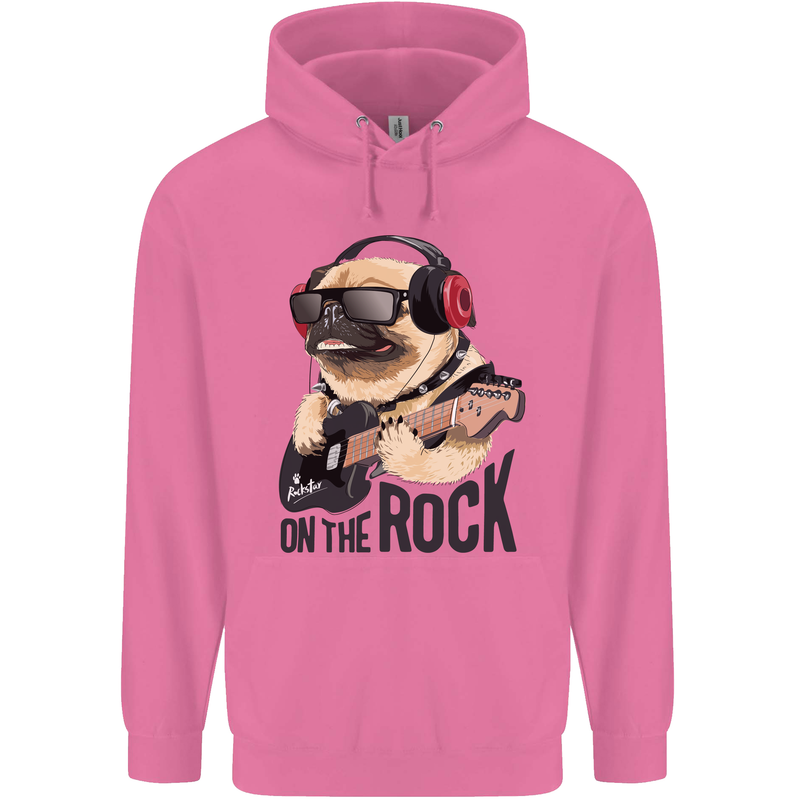 Rock n Roll Pug Funny Guitar Heavy Metal Mens 80% Cotton Hoodie Azelea