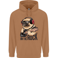 Rock n Roll Pug Funny Guitar Heavy Metal Mens 80% Cotton Hoodie Caramel Latte