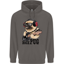 Rock n Roll Pug Funny Guitar Heavy Metal Mens 80% Cotton Hoodie Charcoal