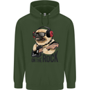 Rock n Roll Pug Funny Guitar Heavy Metal Mens 80% Cotton Hoodie Forest Green