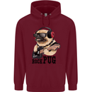 Rock n Roll Pug Funny Guitar Heavy Metal Mens 80% Cotton Hoodie Maroon