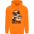 Rock n Roll Pug Funny Guitar Heavy Metal Mens 80% Cotton Hoodie Orange