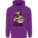 Rock n Roll Pug Funny Guitar Heavy Metal Mens 80% Cotton Hoodie Purple