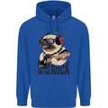 Rock n Roll Pug Funny Guitar Heavy Metal Mens 80% Cotton Hoodie Royal Blue