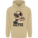 Rock n Roll Pug Funny Guitar Heavy Metal Mens 80% Cotton Hoodie Sand