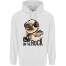 Rock n Roll Pug Funny Guitar Heavy Metal Mens 80% Cotton Hoodie White