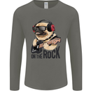 Rock n Roll Pug Funny Guitar Heavy Metal Mens Long Sleeve T-Shirt Charcoal