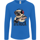 Rock n Roll Pug Funny Guitar Heavy Metal Mens Long Sleeve T-Shirt Royal Blue
