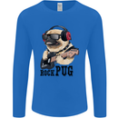 Rock n Roll Pug Funny Guitar Heavy Metal Mens Long Sleeve T-Shirt Royal Blue