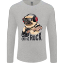 Rock n Roll Pug Funny Guitar Heavy Metal Mens Long Sleeve T-Shirt Sports Grey