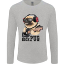 Rock n Roll Pug Funny Guitar Heavy Metal Mens Long Sleeve T-Shirt Sports Grey