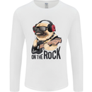 Rock n Roll Pug Funny Guitar Heavy Metal Mens Long Sleeve T-Shirt White