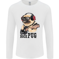 Rock n Roll Pug Funny Guitar Heavy Metal Mens Long Sleeve T-Shirt White