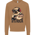 Rock n Roll Pug Funny Guitar Heavy Metal Mens Sweatshirt Jumper Caramel Latte