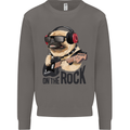 Rock n Roll Pug Funny Guitar Heavy Metal Mens Sweatshirt Jumper Charcoal