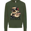 Rock n Roll Pug Funny Guitar Heavy Metal Mens Sweatshirt Jumper Forest Green