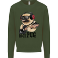 Rock n Roll Pug Funny Guitar Heavy Metal Mens Sweatshirt Jumper Forest Green