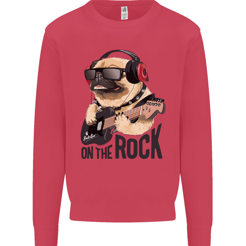Rock n Roll Pug Funny Guitar Heavy Metal Mens Sweatshirt Jumper Heliconia