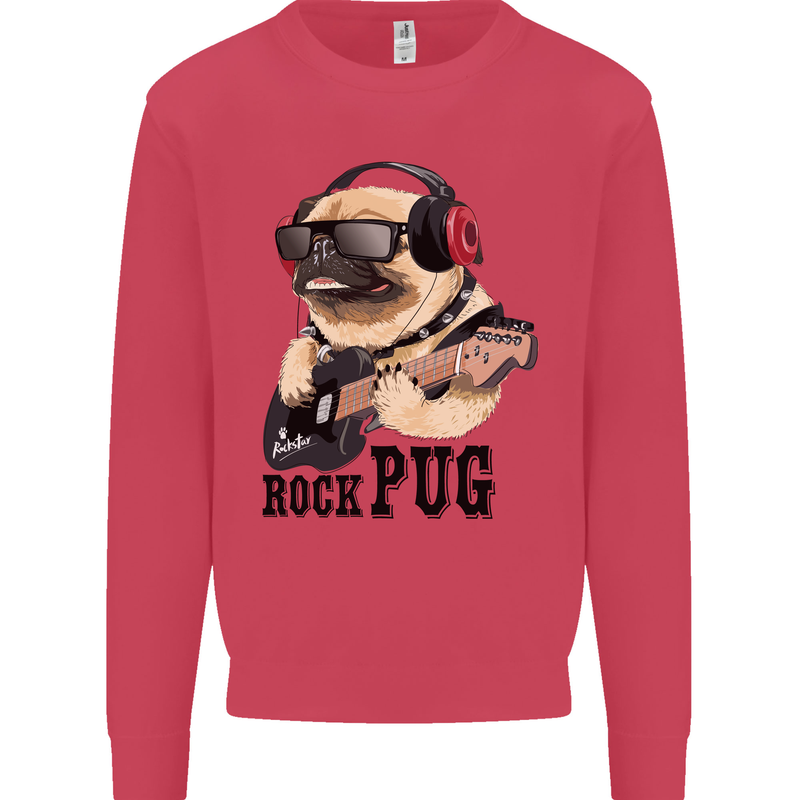 Rock n Roll Pug Funny Guitar Heavy Metal Mens Sweatshirt Jumper Heliconia