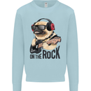 Rock n Roll Pug Funny Guitar Heavy Metal Mens Sweatshirt Jumper Light Blue