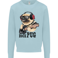 Rock n Roll Pug Funny Guitar Heavy Metal Mens Sweatshirt Jumper Light Blue