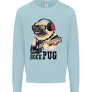 Rock n Roll Pug Funny Guitar Heavy Metal Mens Sweatshirt Jumper Light Blue