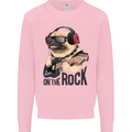 Rock n Roll Pug Funny Guitar Heavy Metal Mens Sweatshirt Jumper Light Pink