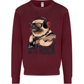 Rock n Roll Pug Funny Guitar Heavy Metal Mens Sweatshirt Jumper Maroon