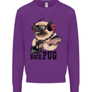 Rock n Roll Pug Funny Guitar Heavy Metal Mens Sweatshirt Jumper Purple