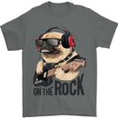 Rock n Roll Pug Funny Guitar Heavy Metal Mens T-Shirt Cotton Gildan Charcoal