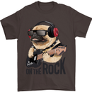 Rock n Roll Pug Funny Guitar Heavy Metal Mens T-Shirt Cotton Gildan Dark Chocolate