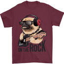 Rock n Roll Pug Funny Guitar Heavy Metal Mens T-Shirt Cotton Gildan Maroon