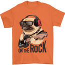 Rock n Roll Pug Funny Guitar Heavy Metal Mens T-Shirt Cotton Gildan Orange