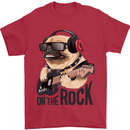 Rock n Roll Pug Funny Guitar Heavy Metal Mens T-Shirt Cotton Gildan Red