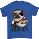 Rock n Roll Pug Funny Guitar Heavy Metal Mens T-Shirt Cotton Gildan Royal Blue