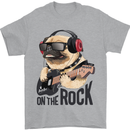 Rock n Roll Pug Funny Guitar Heavy Metal Mens T-Shirt Cotton Gildan Sports Grey
