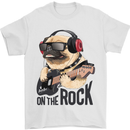 Rock n Roll Pug Funny Guitar Heavy Metal Mens T-Shirt Cotton Gildan White