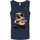 Rock n Roll Pug Funny Guitar Heavy Metal Mens Vest Tank Top Navy Blue