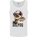 Rock n Roll Pug Funny Guitar Heavy Metal Mens Vest Tank Top White