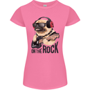 Rock n Roll Pug Funny Guitar Heavy Metal Womens Petite Cut T-Shirt Azalea